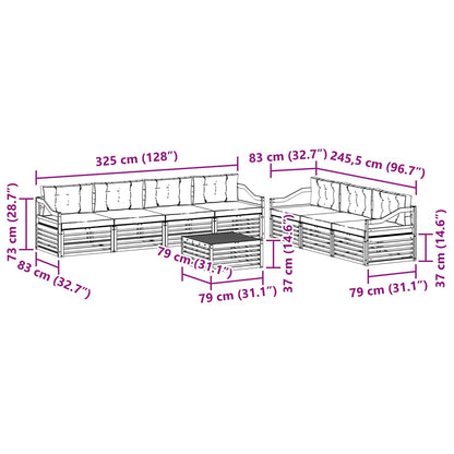 Set di divani da esterno con cuscino 8 pcs Naturale e Crema | homemem39