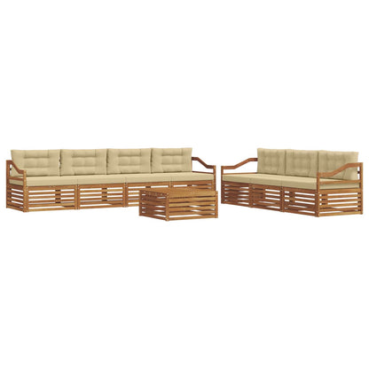 Set di divani da esterno con cuscino 8 pcs Naturale e Beige | homemem39