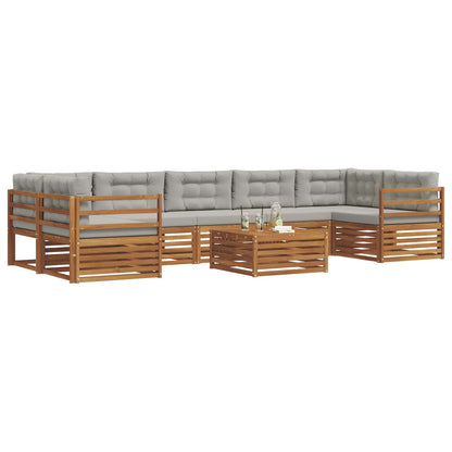 Set di divani da esterno 8 pcs Grigio Naturale e Chiaro | homemem39