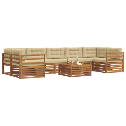 Set di divani da esterno con cuscino 8 pcs Naturale e Beige | homemem39