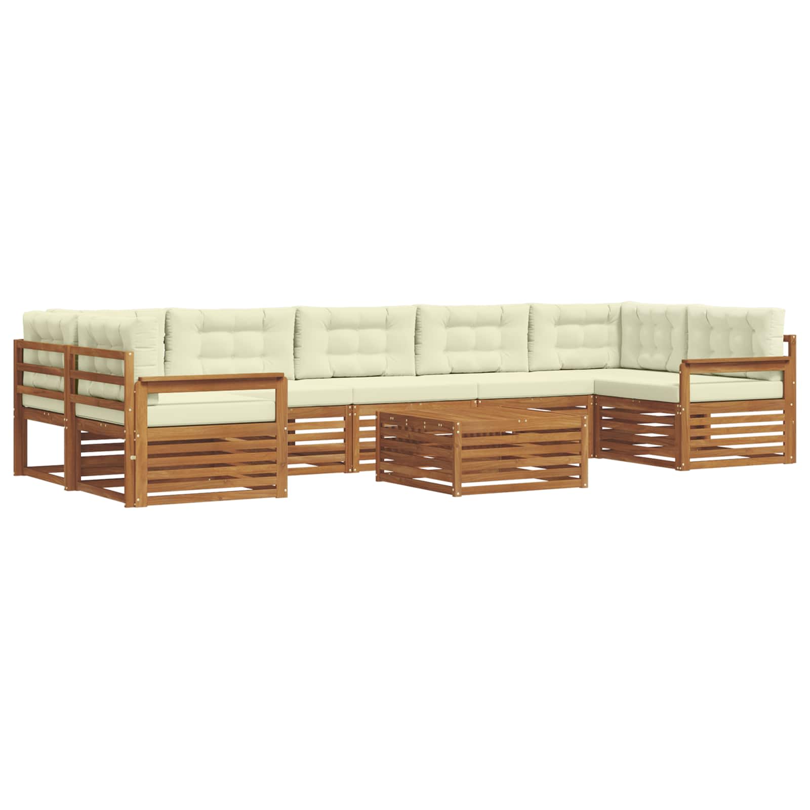 Set di divani da esterno con cuscino 8 pcs Naturale e Crema | homemem39