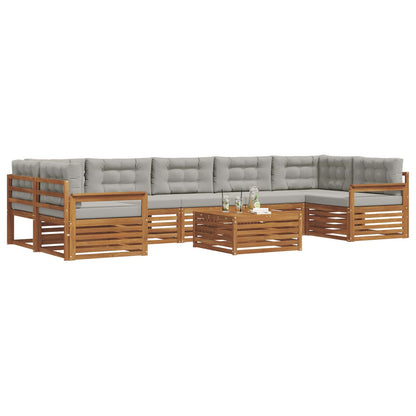 Set di divani da esterno 8 pcs Grigio Naturale e Chiaro | homemem39