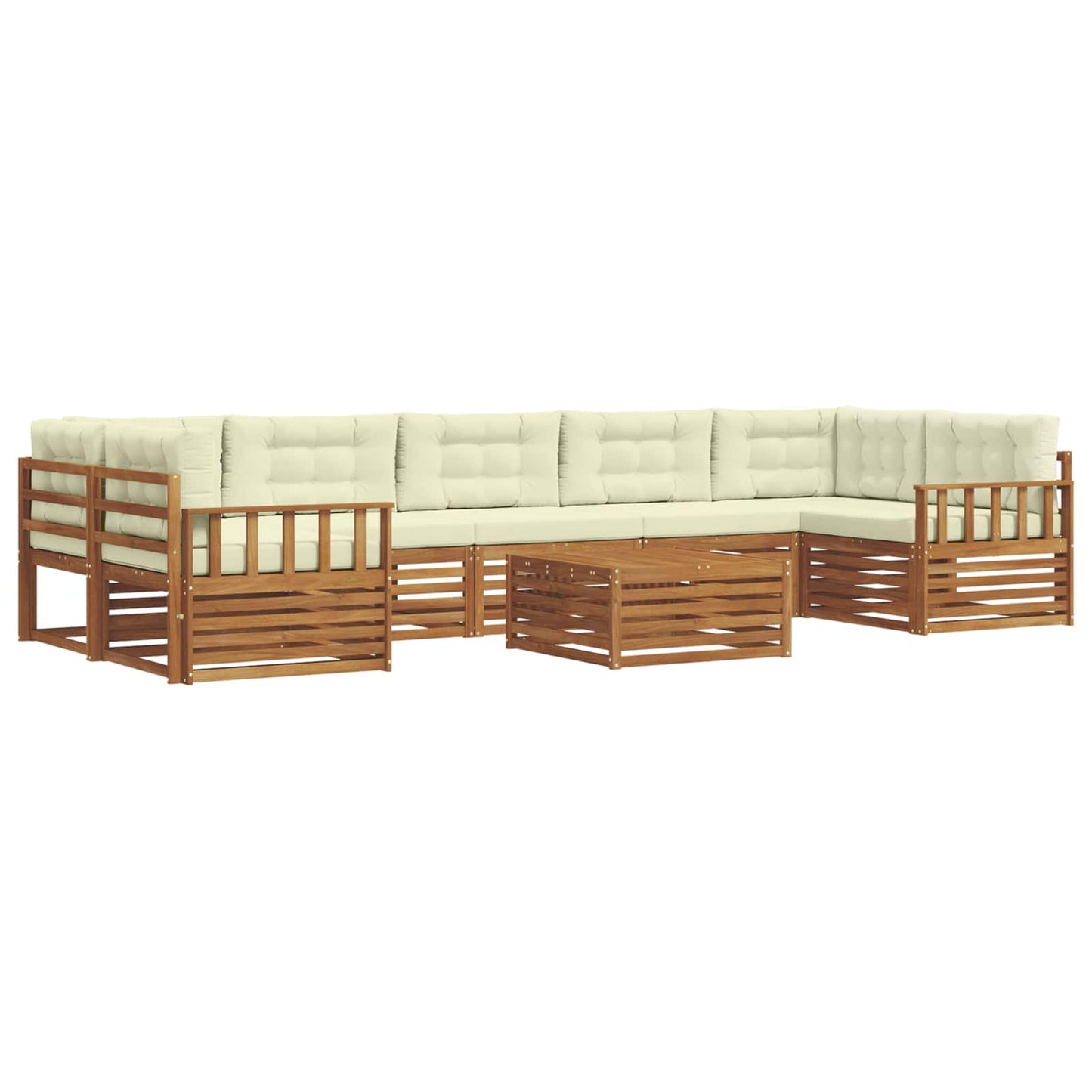 Set di divani da esterno con cuscino 8 pcs Naturale e Crema | homemem39