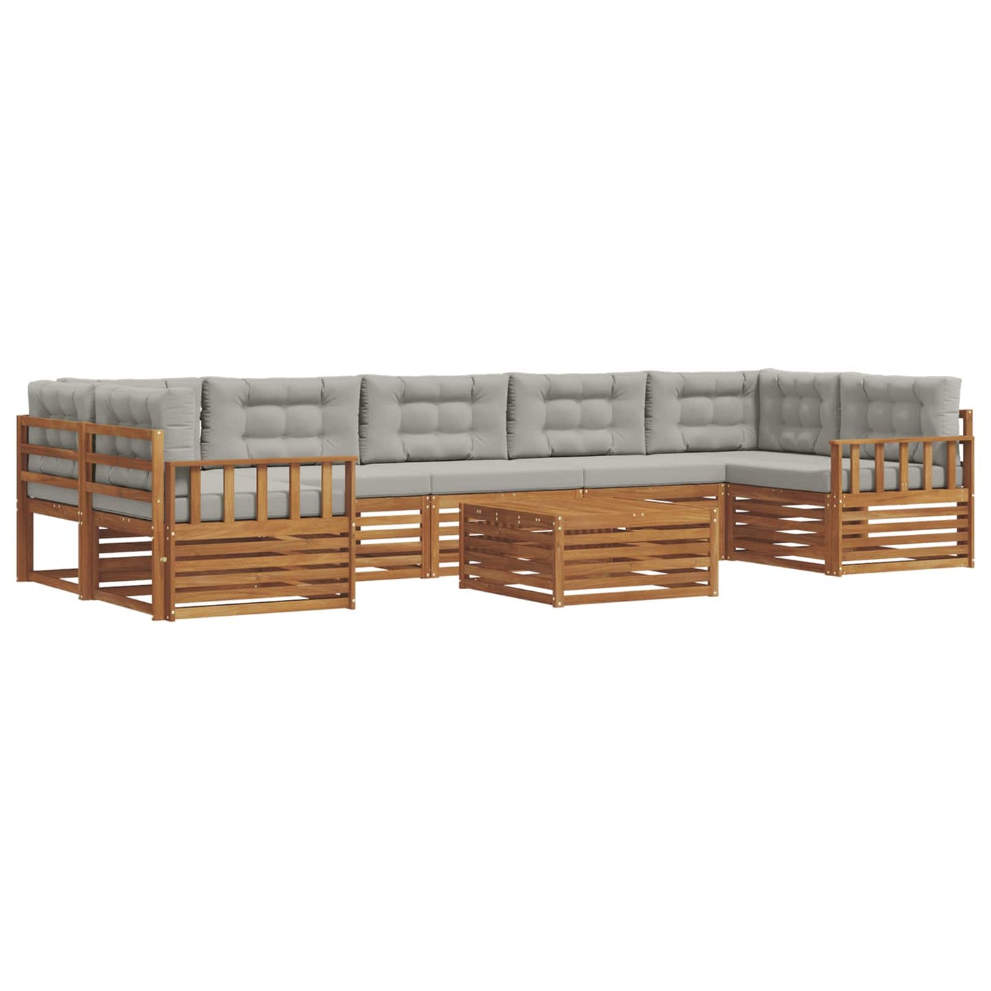 Set di divani da esterno 8 pcs Grigio Naturale e Chiaro | homemem39