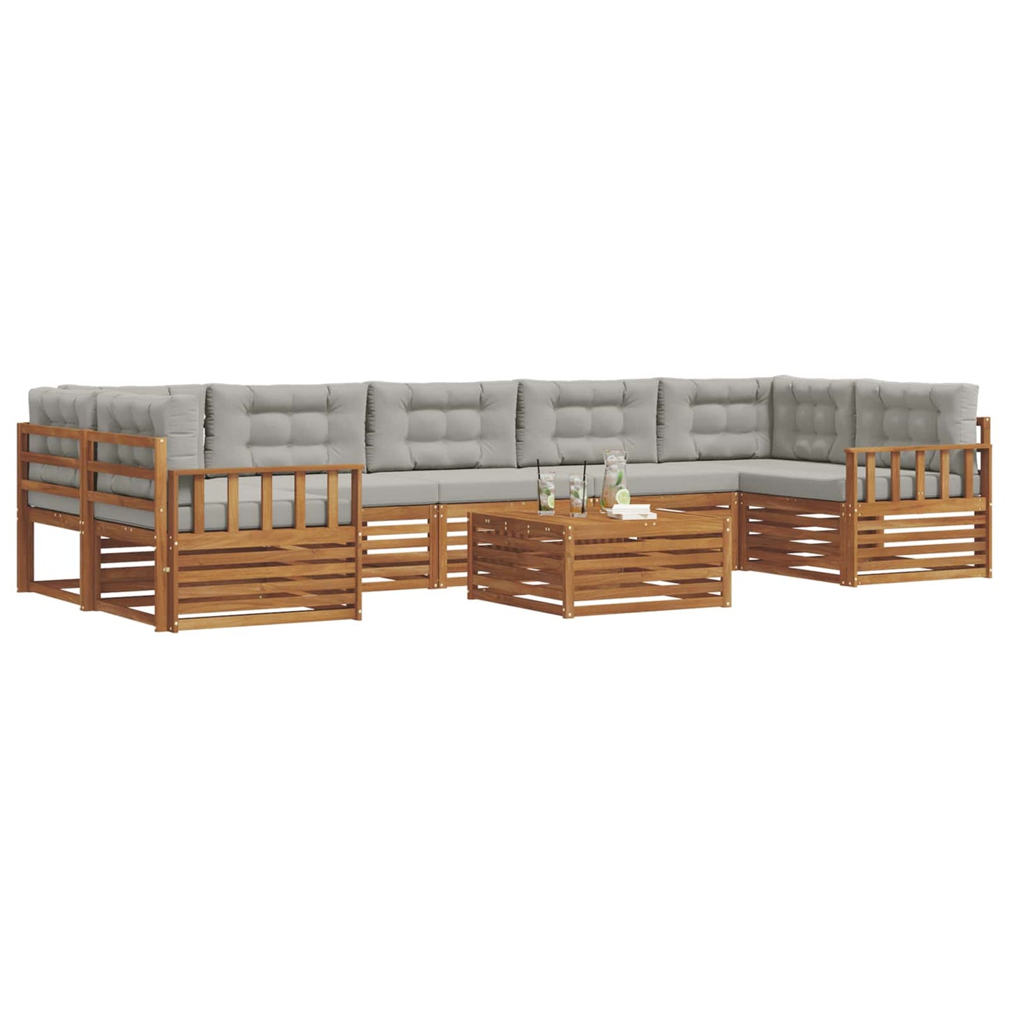 Set di divani da esterno 8 pcs Grigio Naturale e Chiaro | homemem39