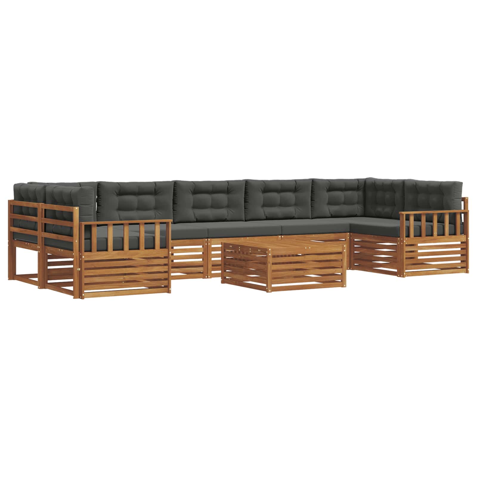Set di divani da esterno con cuscino 8 pcs Naturale e Antracite | homemem39