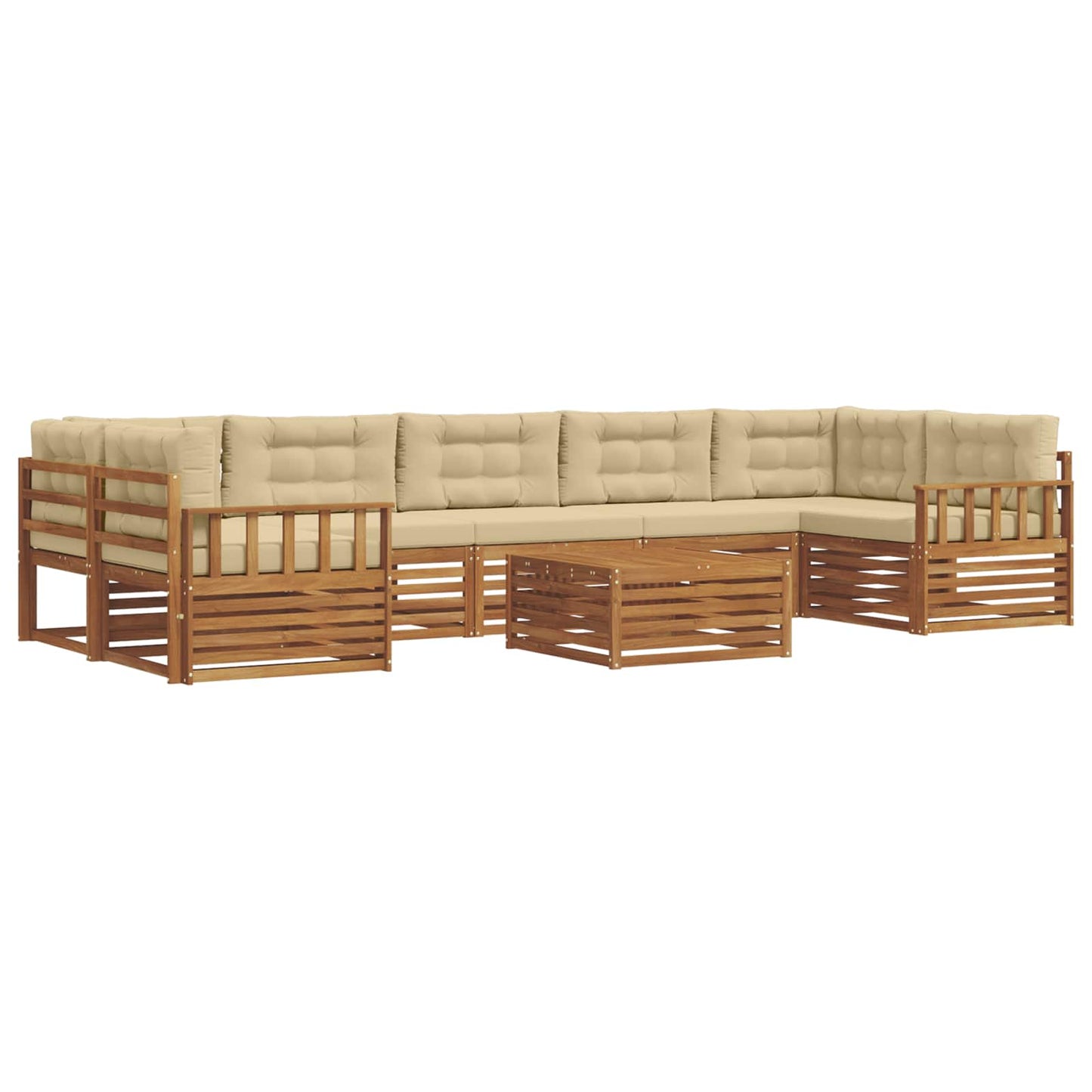 Set di divani da esterno con cuscino 8 pcs Naturale e Beige | homemem39
