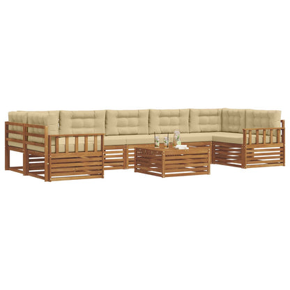 Set di divani da esterno con cuscino 8 pcs Naturale e Beige | homemem39