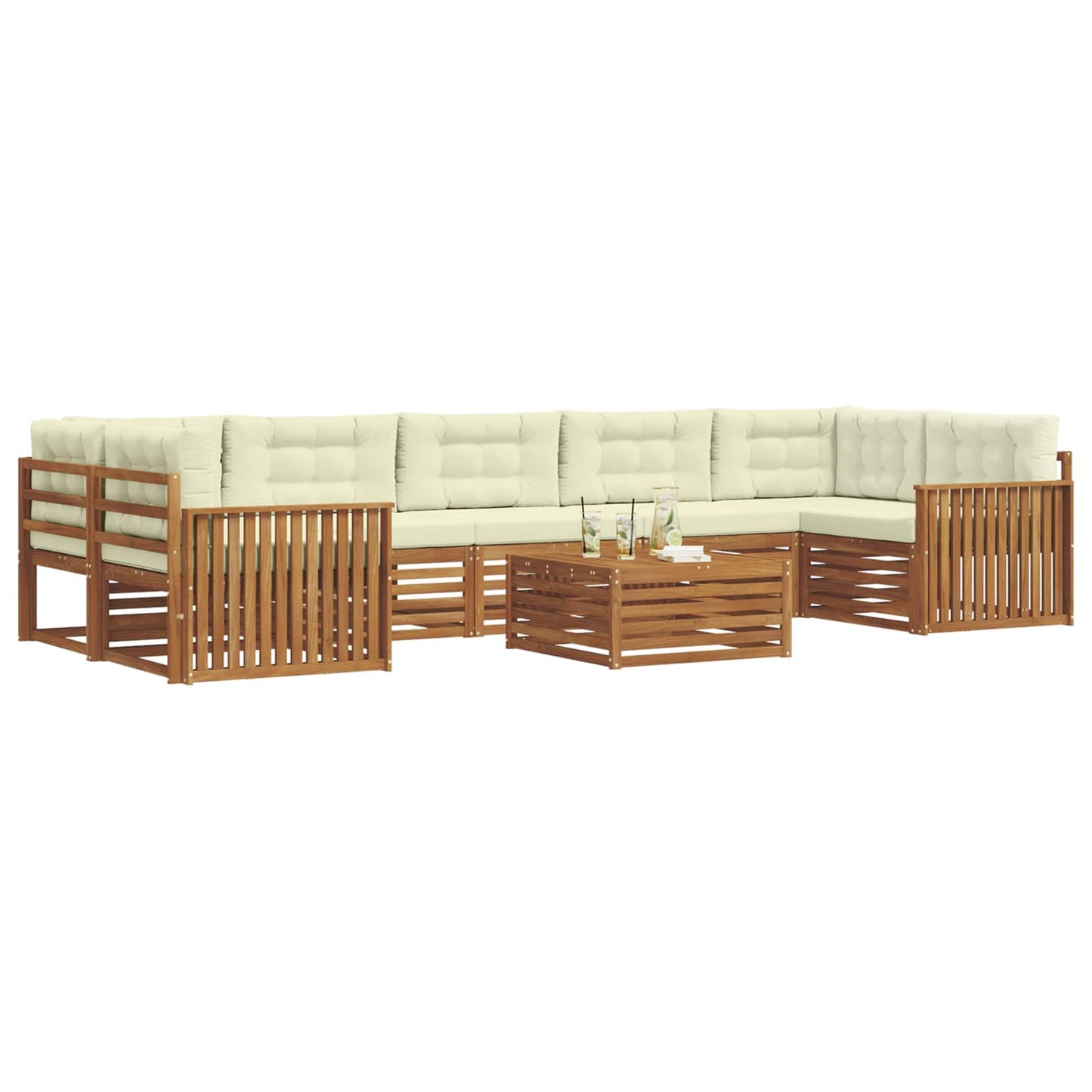 Set di divani da esterno con cuscino 8 pcs Naturale e Crema | homemem39