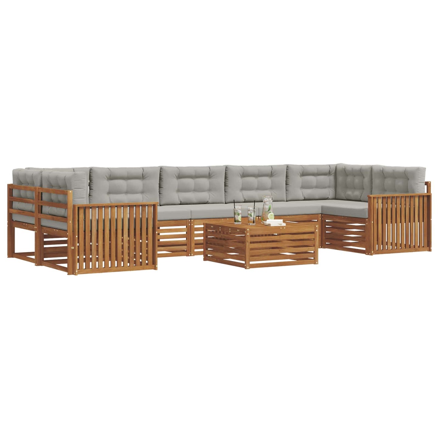 Set di divani da esterno 8 pcs Grigio Naturale e Chiaro | homemem39