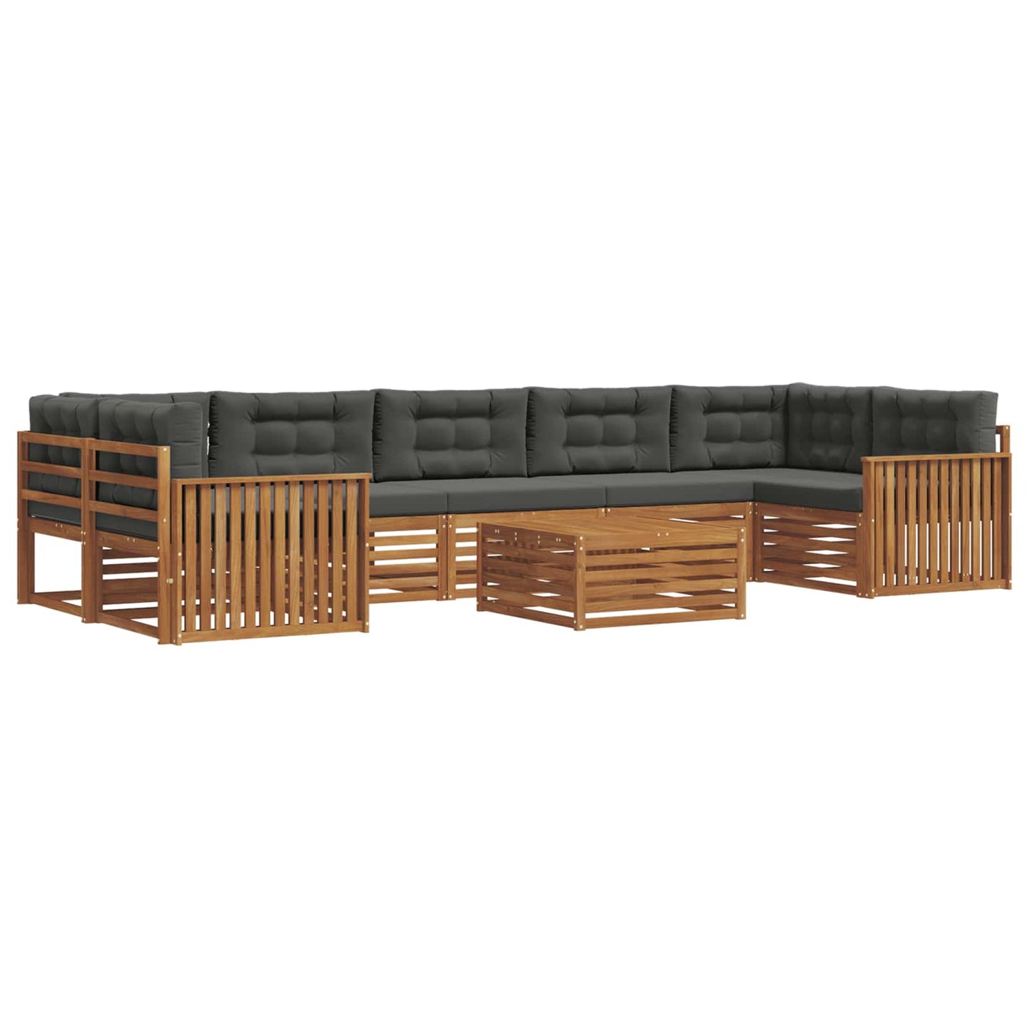 Set di divani da esterno con cuscino 8 pcs Naturale e Antracite | homemem39