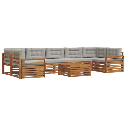 Set di divani da esterno 8 pcs Grigio Naturale e Chiaro | homemem39