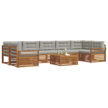 Set di divani da esterno 8 pcs Grigio Naturale e Chiaro | homemem39