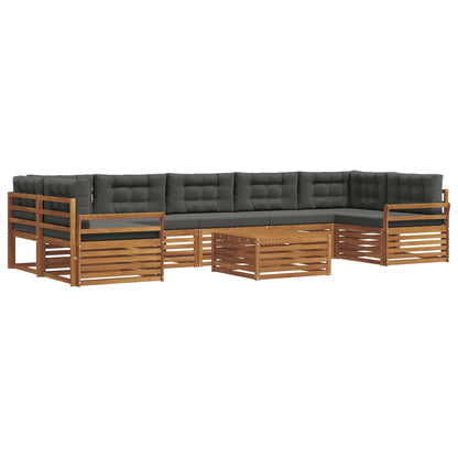 Set di divani da esterno con cuscino 8 pcs Naturale e Antracite