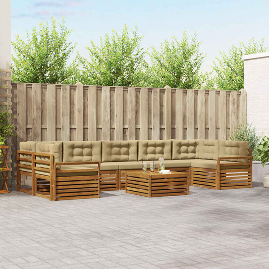Set di divani da esterno con cuscino 8 pcs Naturale e Beige