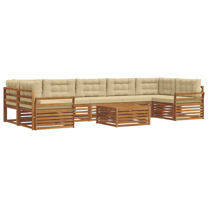 Set di divani da esterno con cuscino 8 pcs Naturale e Beige