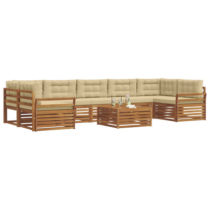 Set di divani da esterno con cuscino 8 pcs Naturale e Beige