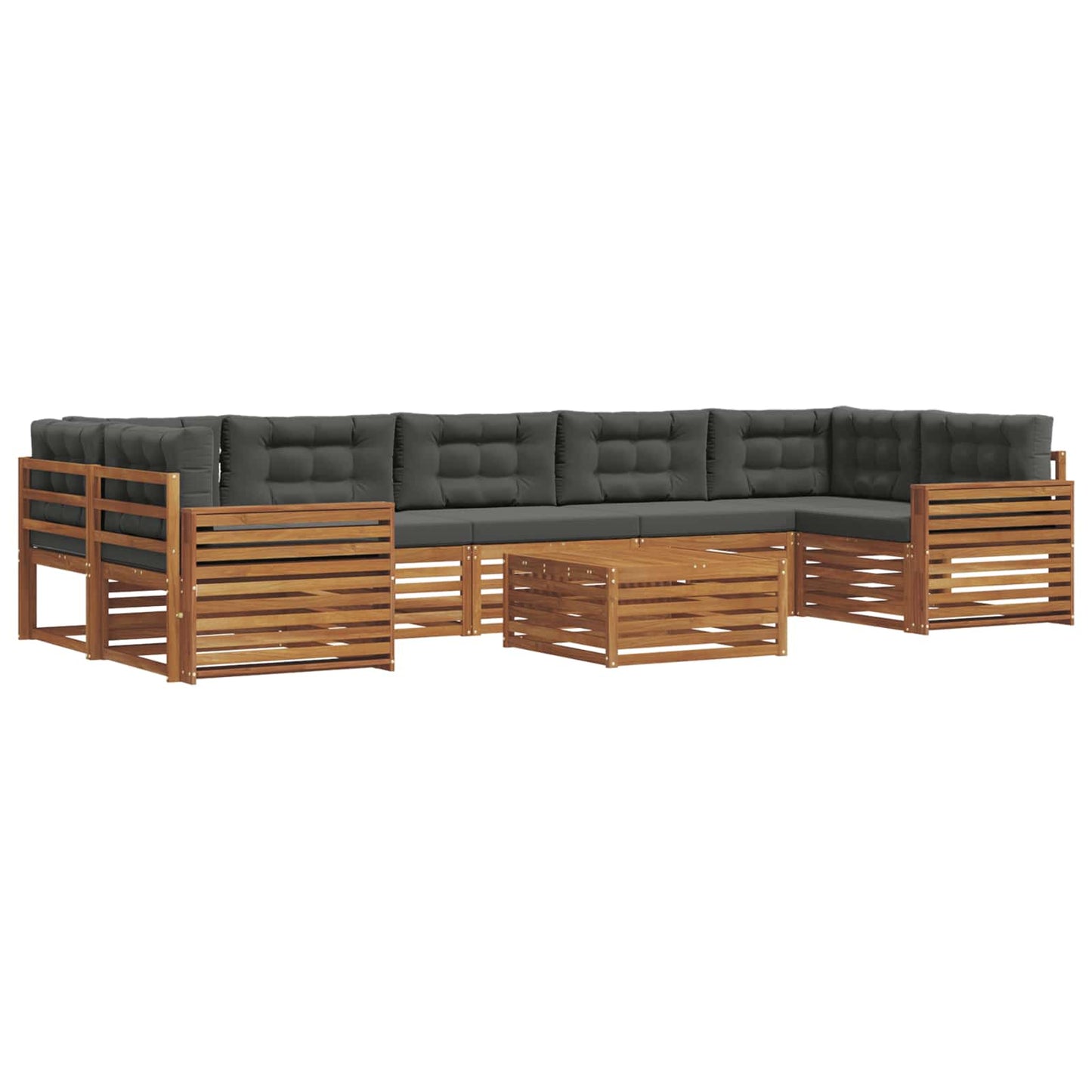 Set di divani da esterno con cuscino 8 pcs Naturale e Antracite