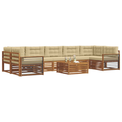 Set di divani da esterno con cuscino 8 pcs Naturale e Beige | homemem39