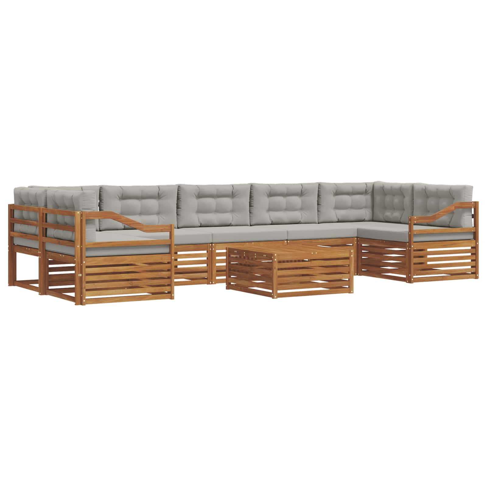 Set di divani da esterno 8 pcs Grigio Naturale e Chiaro | homemem39