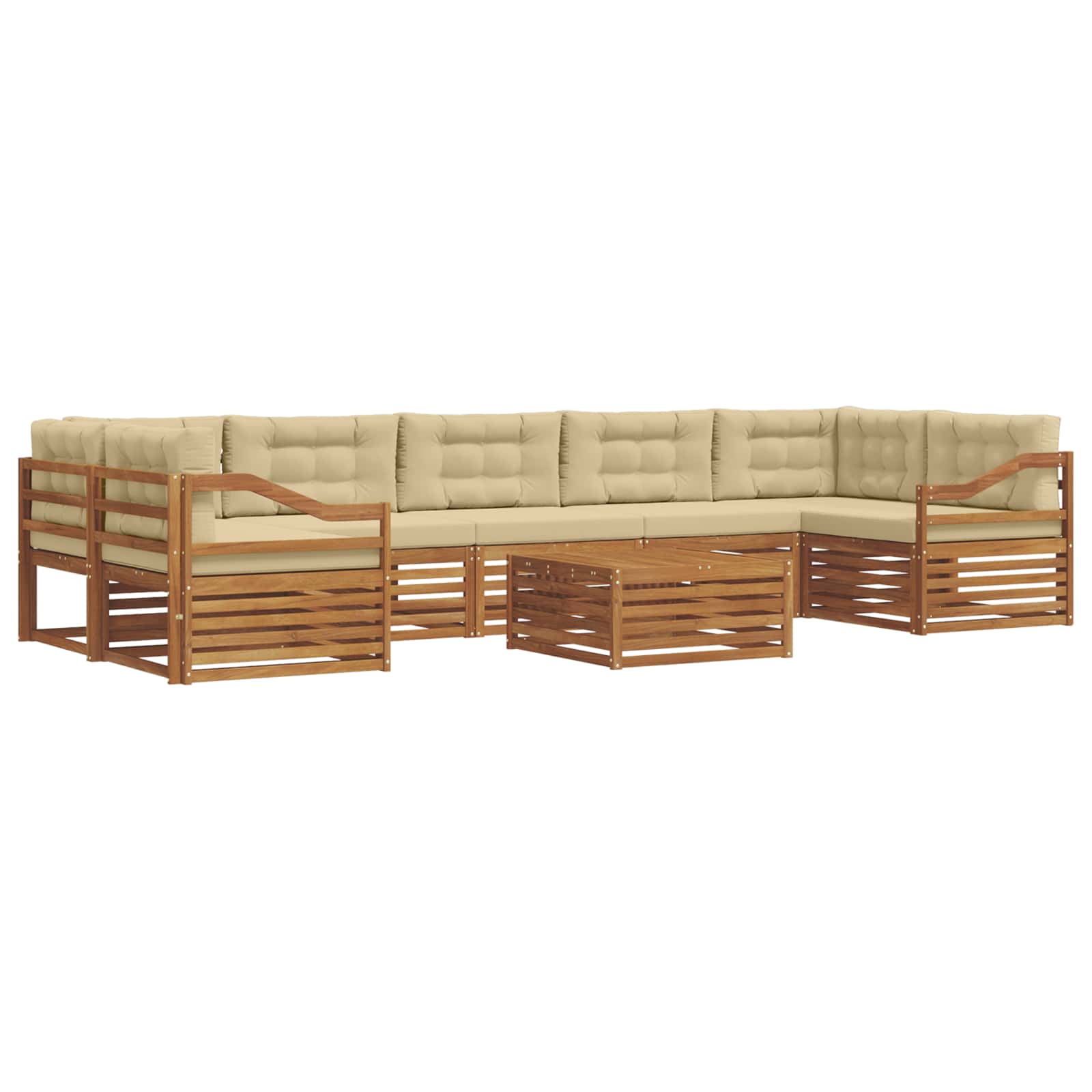 Set di divani da esterno con cuscino 8 pcs Naturale e Beige | homemem39