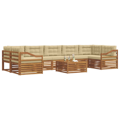 Set di divani da esterno con cuscino 8 pcs Naturale e Beige | homemem39