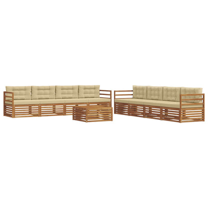 Set di divani da esterno con cuscino 9 pcs Naturale e Beige | homemem39