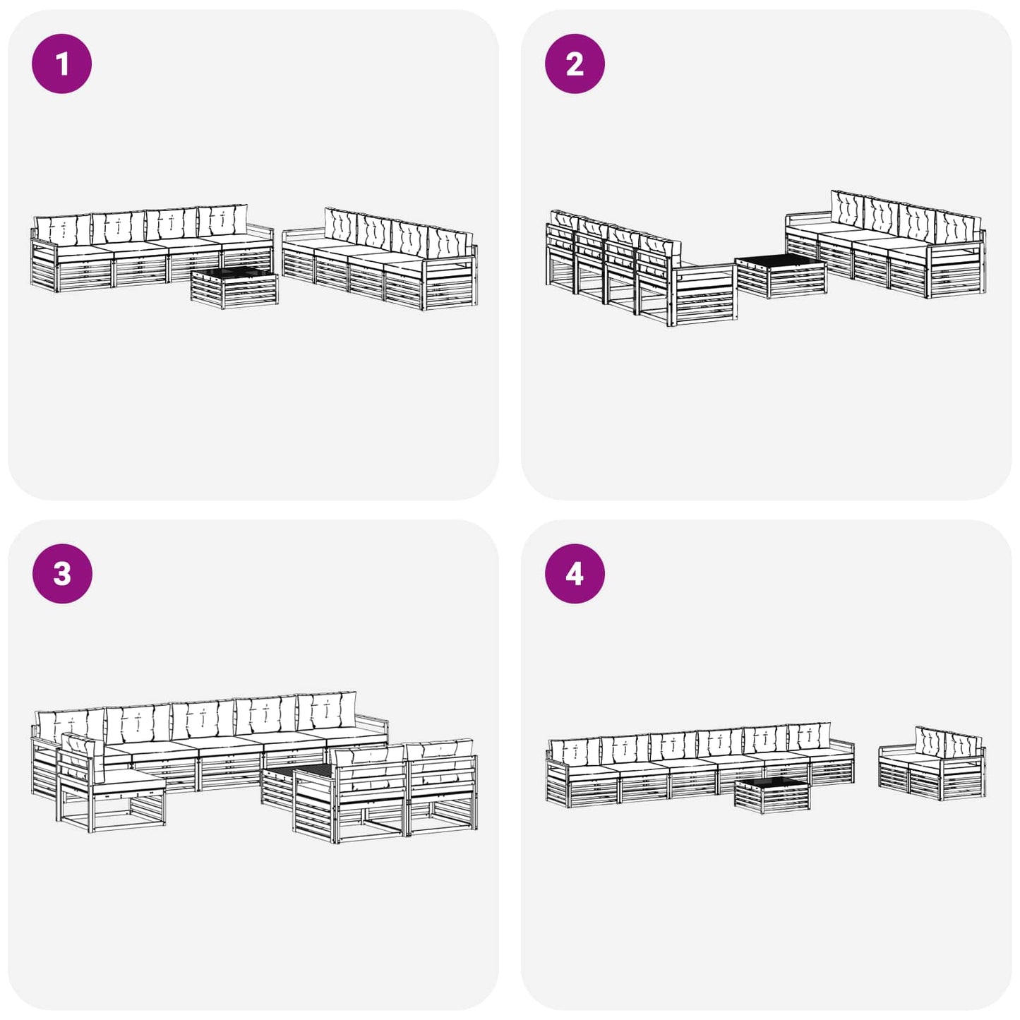 Set di divani da esterno con cuscino 9 pcs Naturale e Beige