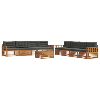 Set di divani da esterno con cuscino 9 pcs Naturale e Antracite