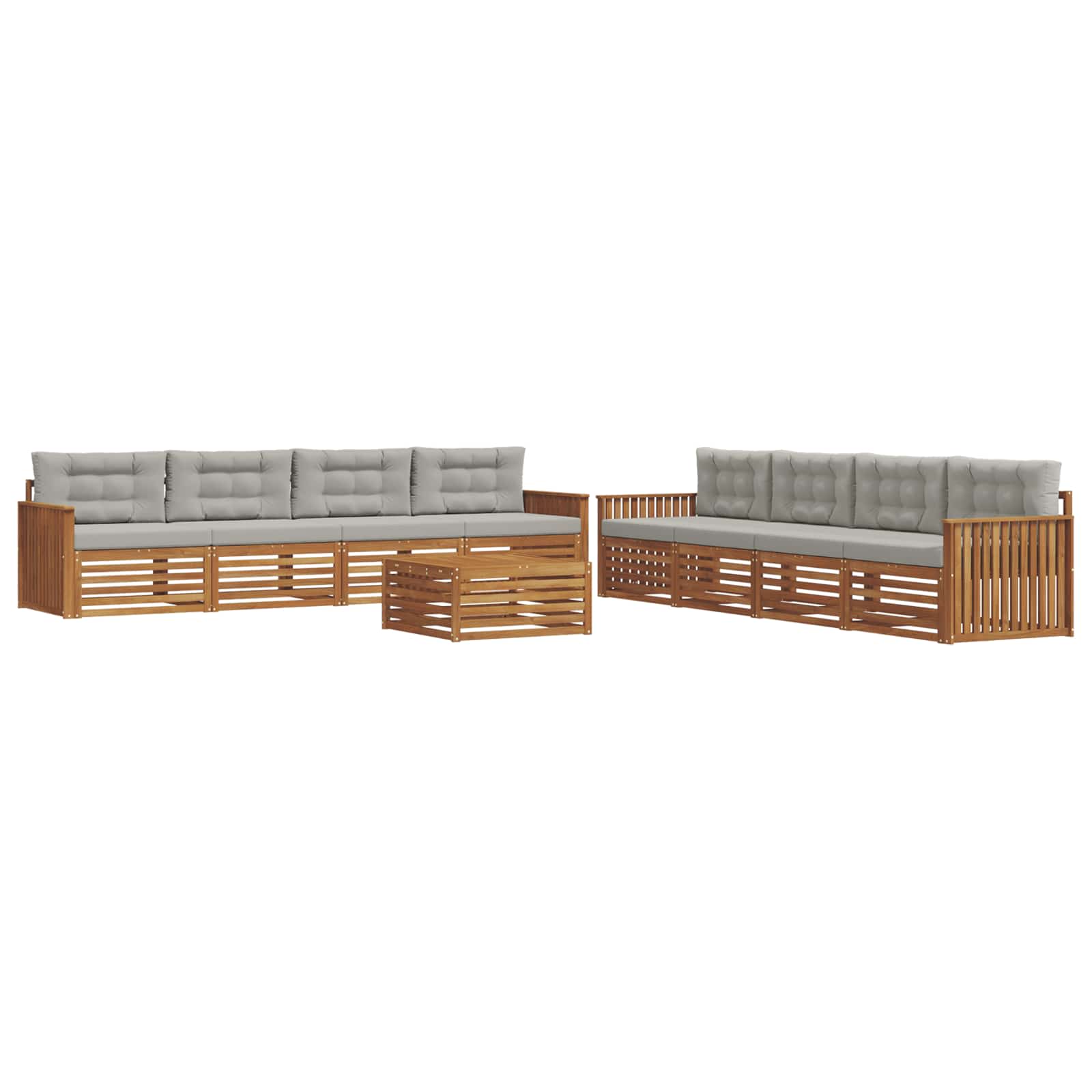 Set di divani da esterno 9 pcs Grigio Naturale e Chiaro | homemem39