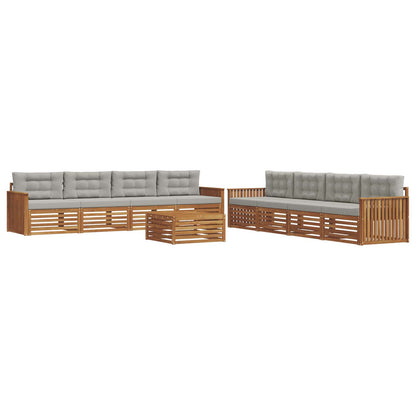 Set di divani da esterno 9 pcs Grigio Naturale e Chiaro | homemem39