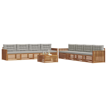 Set di divani da esterno 9 pcs Grigio Naturale e Chiaro | homemem39