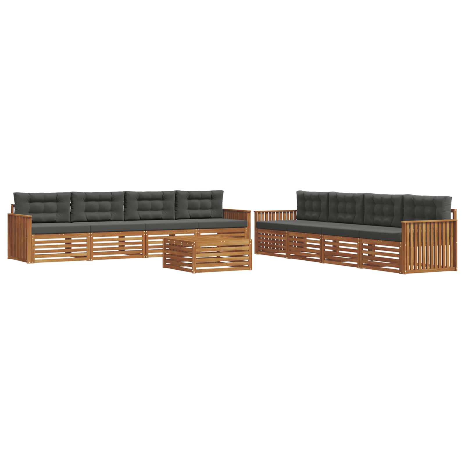 Set di divani da esterno con cuscino 9 pcs Naturale e Antracite | homemem39