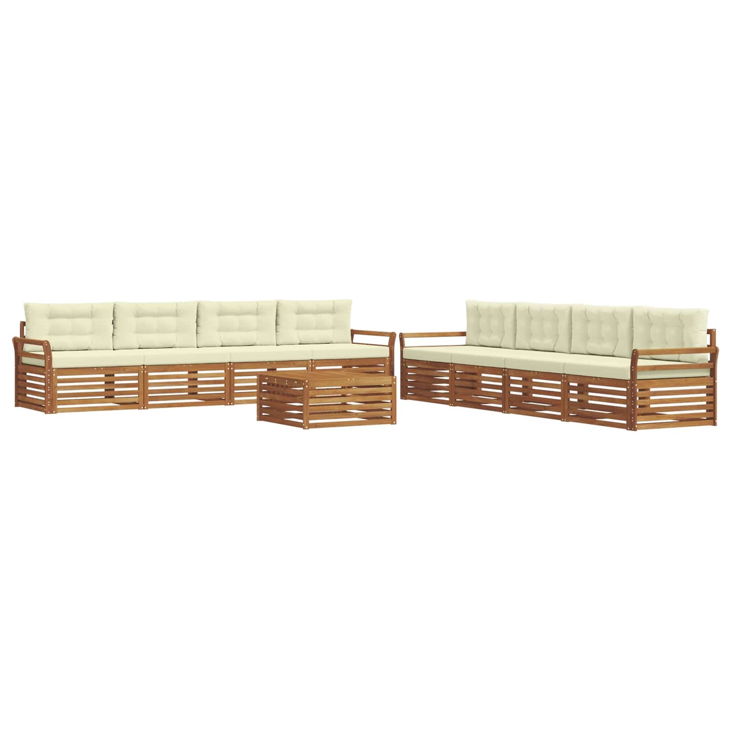 Set di divani da esterno con cuscino 9 pcs Naturale e Crema