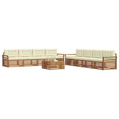 Set di divani da esterno con cuscino 9 pcs Naturale e Crema