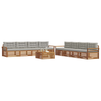 Set di divani da esterno 9 pcs Grigio Naturale e Chiaro