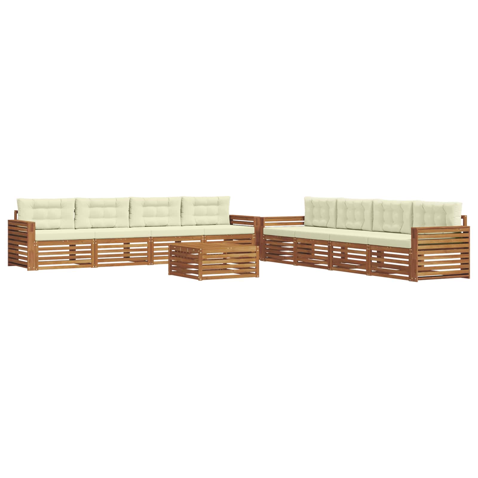 Set di divani da esterno con cuscino 9 pcs Naturale e Crema | homemem39