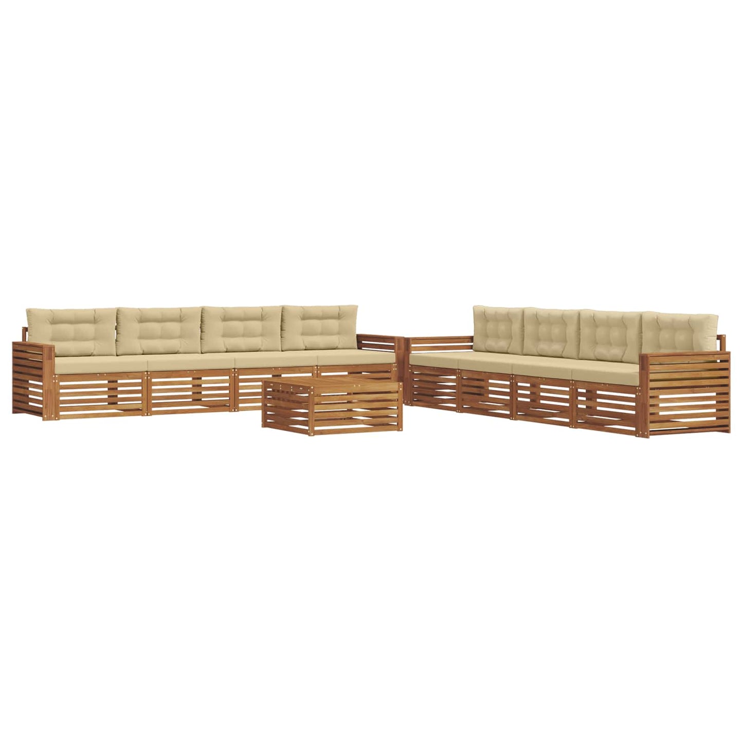 Set di divani da esterno con cuscino 9 pcs Naturale e Beige