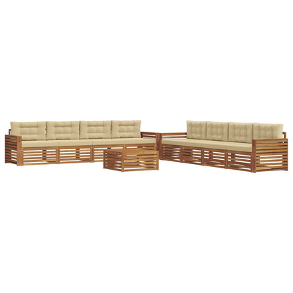 Set di divani da esterno con cuscino 9 pcs Naturale e Beige