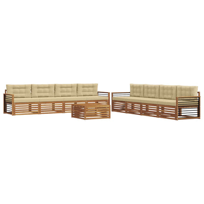 Set di divani da esterno con cuscino 9 pcs Naturale e Beige | homemem39