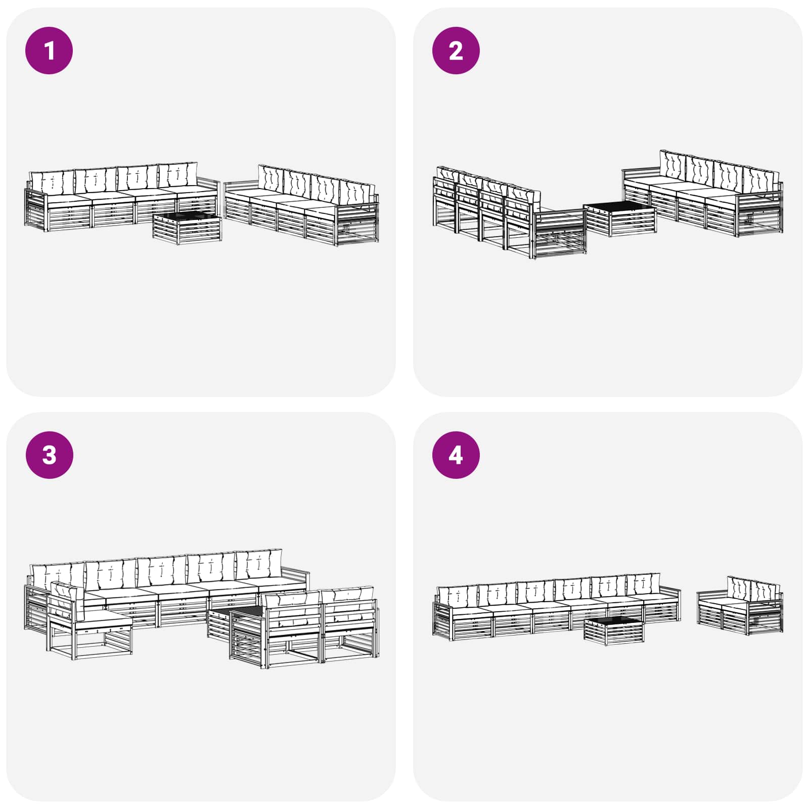Set di divani da esterno con cuscino 9 pcs Naturale e Beige | homemem39