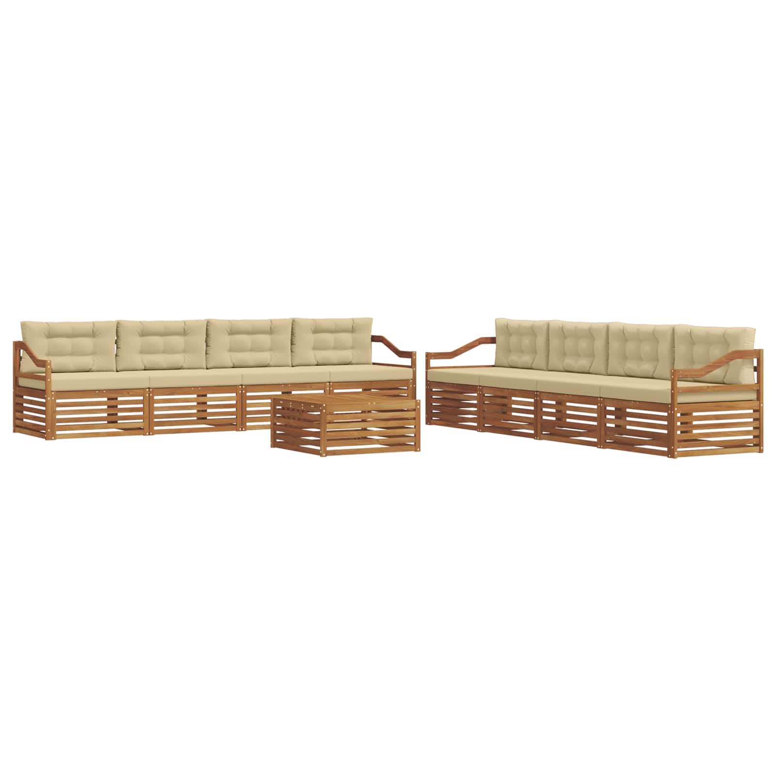 Set di divani da esterno con cuscino 9 pcs Naturale e Beige | homemem39