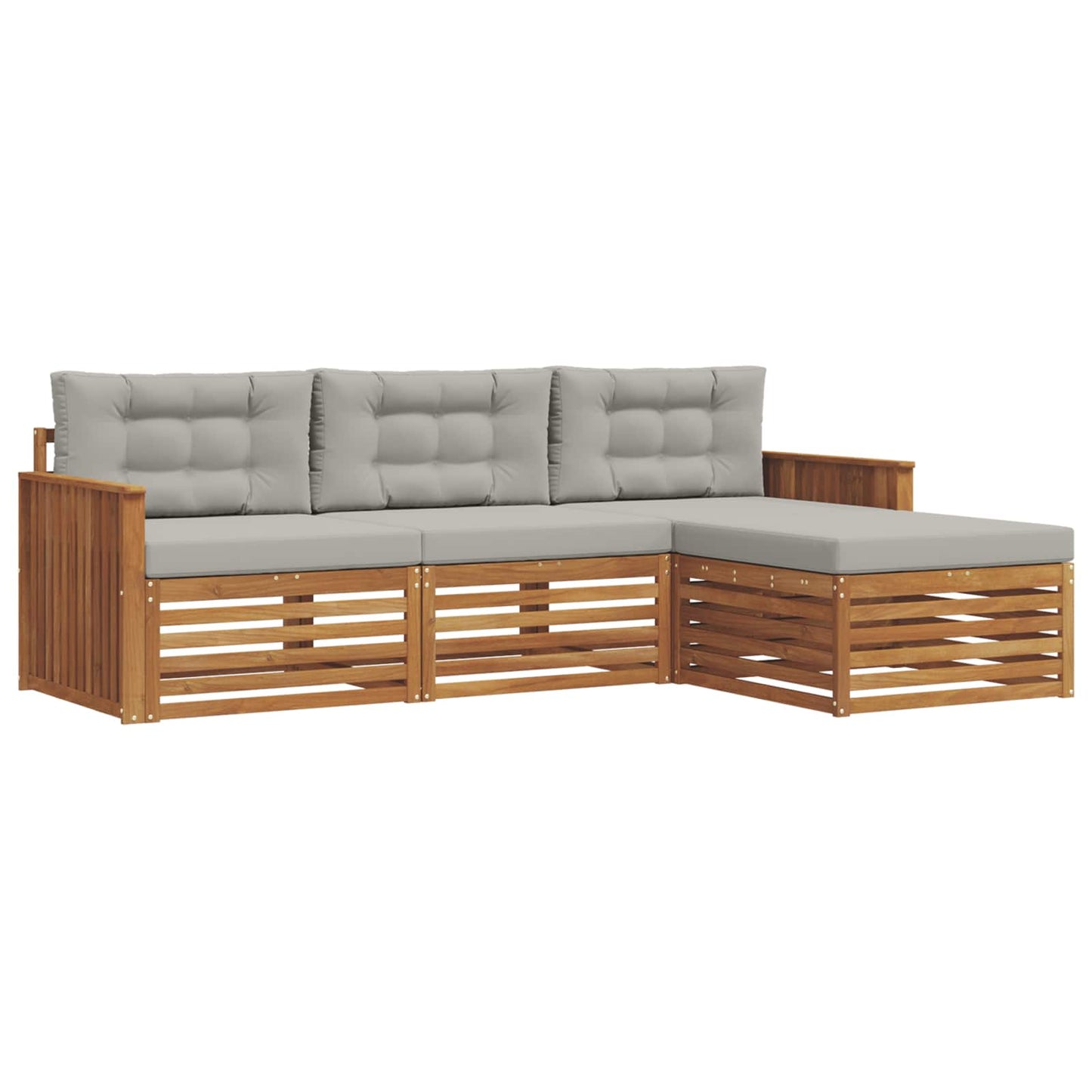 Set di divani da esterno con cuscino Grigio Naturale e Chiaro