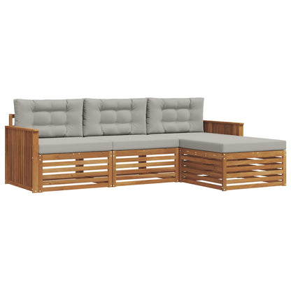 Set di divani da esterno con cuscino Grigio Naturale e Chiaro