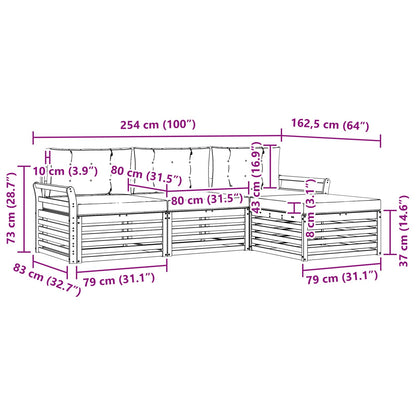 Set di divani da esterno Naturale e Crema 254 x 162,5 x 73 cm | homemem39