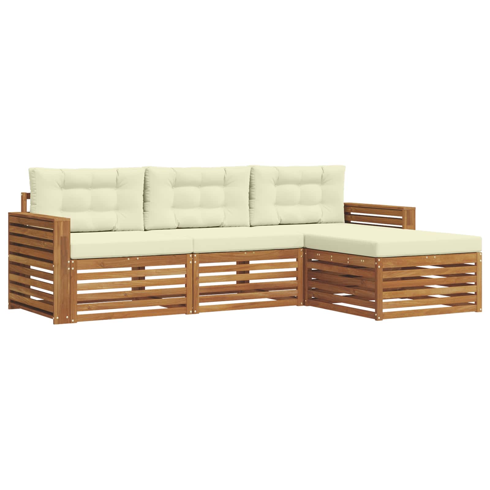 Set di divani da esterno Naturale e Crema 257,5 x 162,5 x 73 cm | homemem39