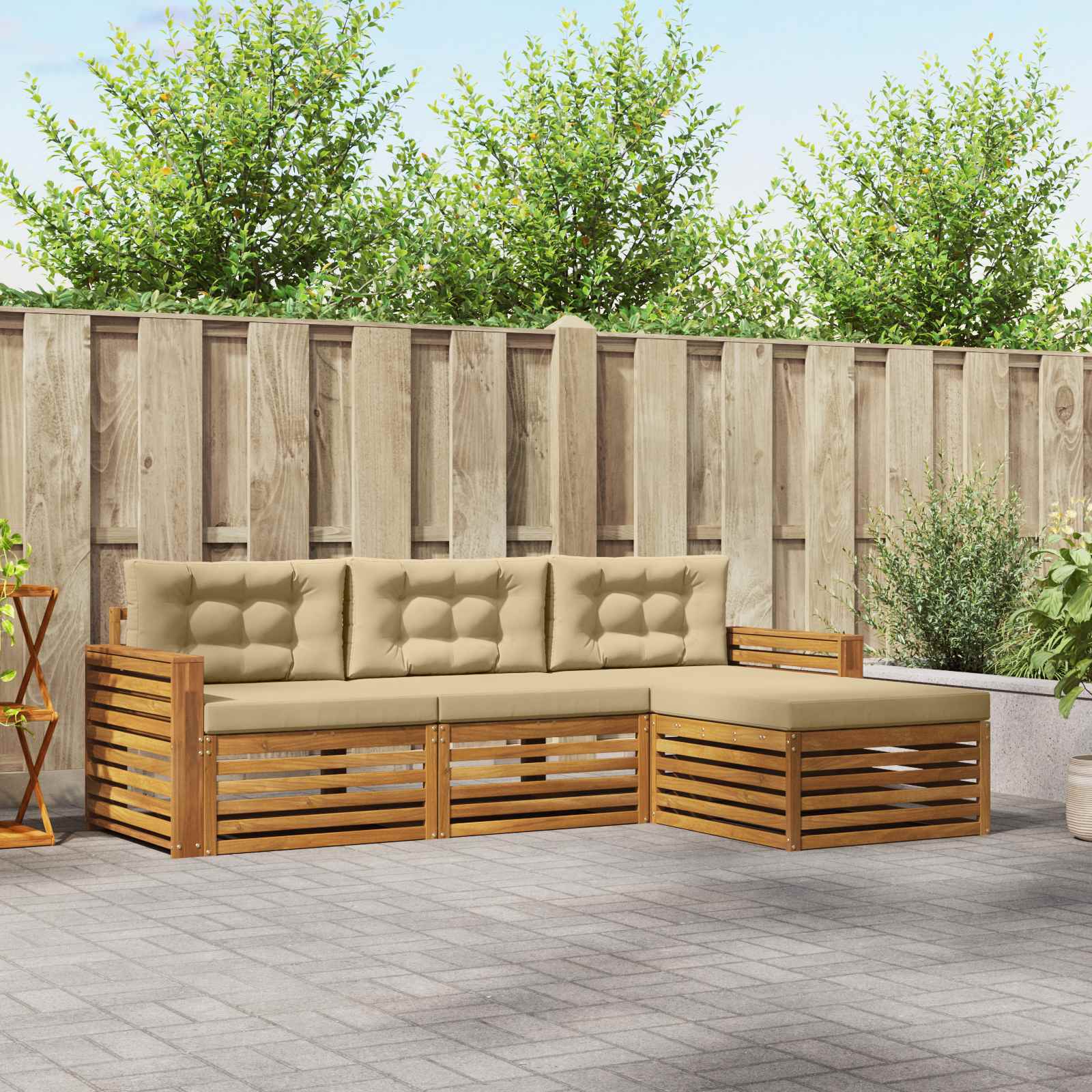 Set di divani da esterno Naturale e Beige 257,5 x 162,5 x 73 cm | homemem39