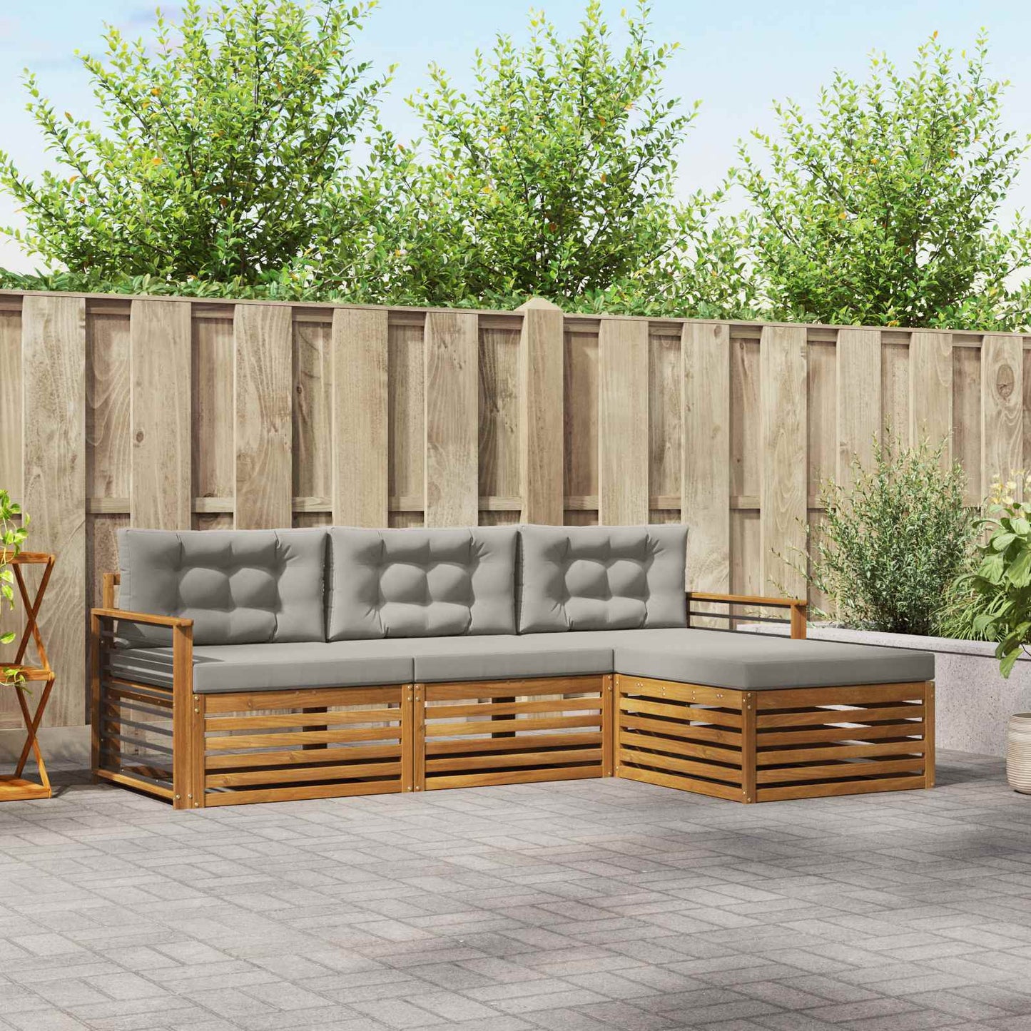 Set di divani da esterno con cuscino Grigio Naturale e Chiaro | homemem39