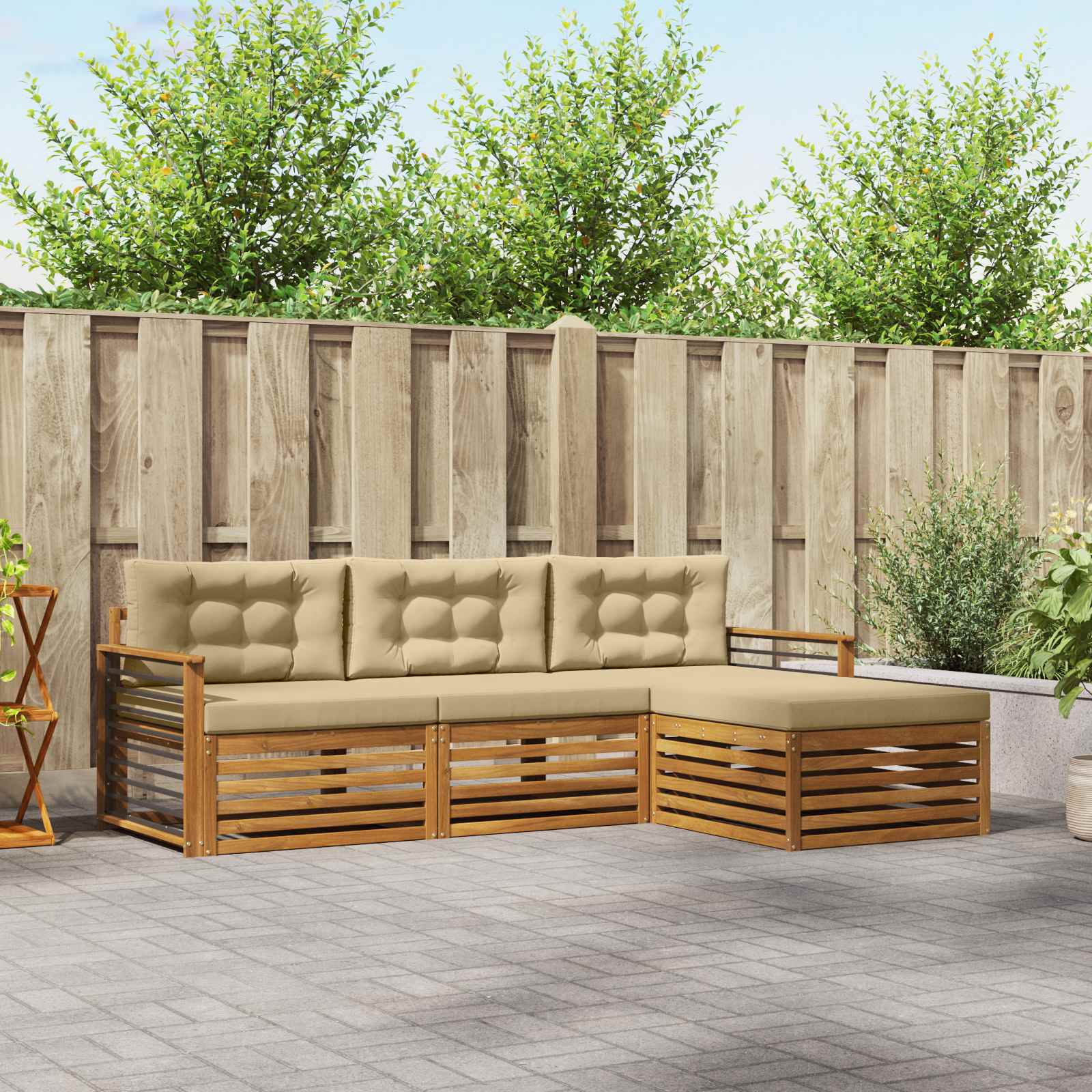 Set di divani da esterno Naturale e Beige 249,5 x 162,5 x 73 cm | homemem39