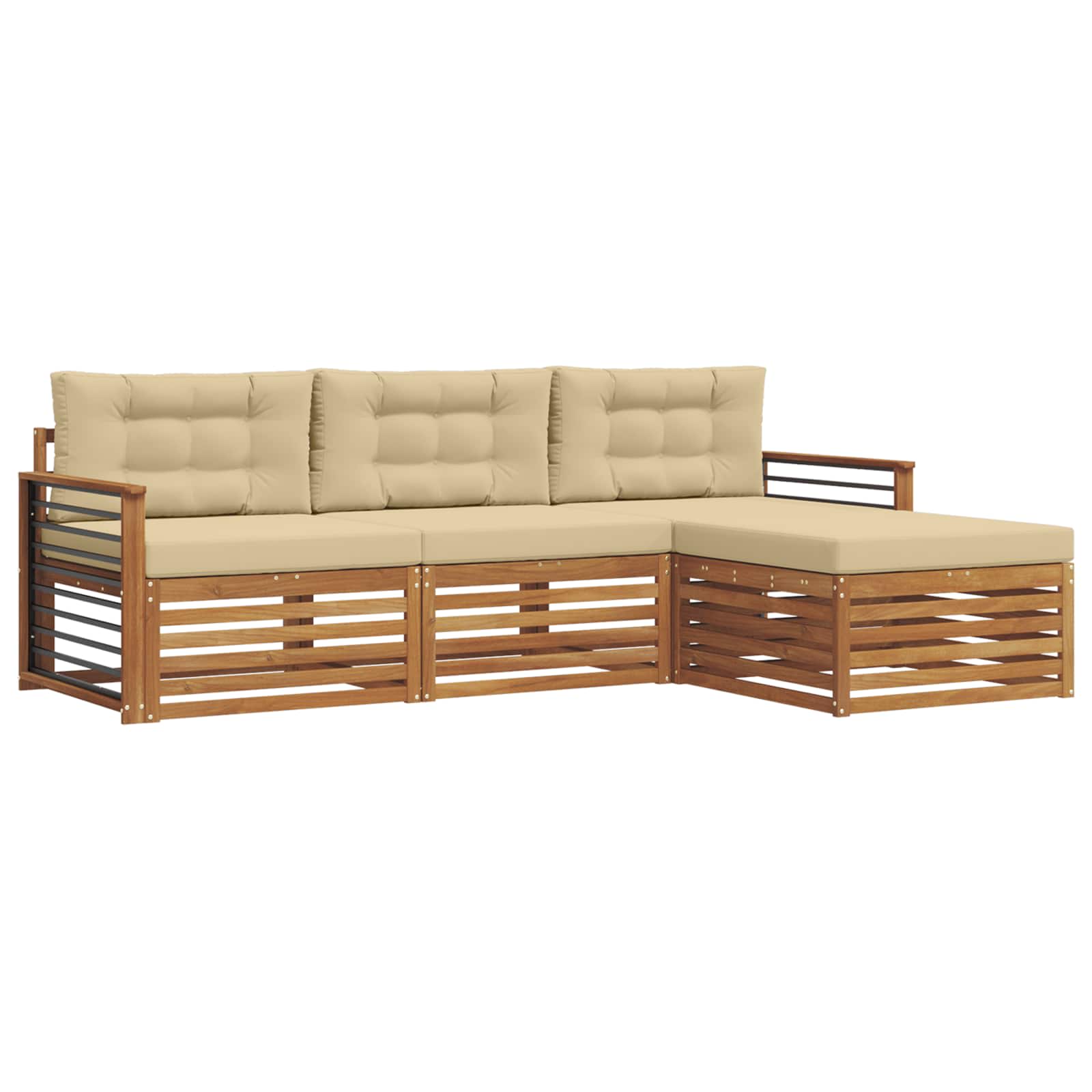 Set di divani da esterno Naturale e Beige 249,5 x 162,5 x 73 cm | homemem39
